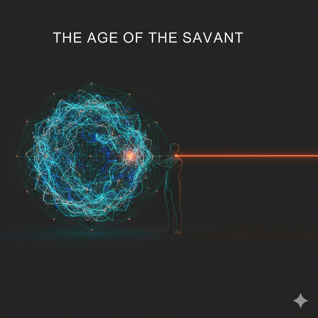The Age of the Savant - AI Question Engine concept visualization